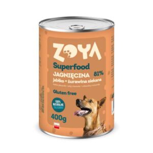 KARMA MOKRA DLA PSA W PUSZCE SUPERFOOD JAGNIĘCINA Z ŻURAWINĄ PUSZKA 400G