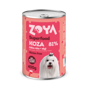 KARMA MOKRA DLA PSA W PUSZCE SUPERFOOD KOZA Z DZIKĄ RÓŻĄ PUSZKA 400G